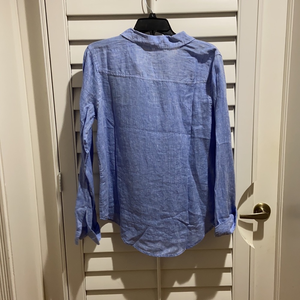 Lilly Pulitzer Light Blue Button-Up Linen Blouse - Picture 4 of 4